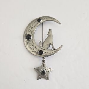 JJ Jonette Crescent Moon/Wolf Brooch